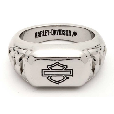 Harley-Davidson Mens Bar &amp; Shield Dimensional Chain Ring - Stainless Steel