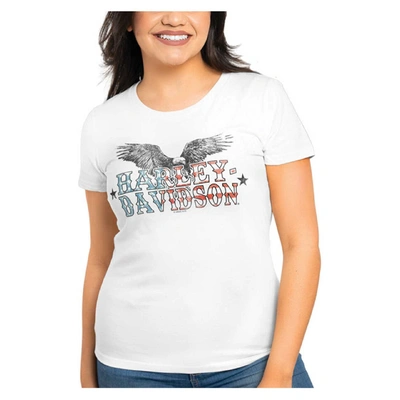 Harley-Davidson Womens Eagle Tattered Dealer Tee - White