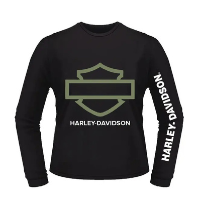 Harley-Davidson Outline Bar &amp; Shield Long Sleeve Tee - Black/Green