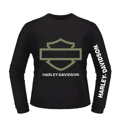 Harley-Davidson Outline Bar &amp; Shield Long Sleeve Tee - Black/Green