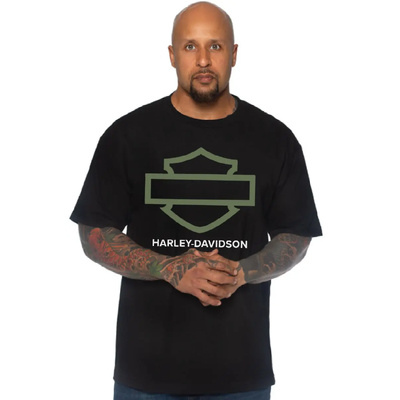 Harley-Davidson Outline Bar &amp; Shield Tee - Black/Green