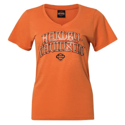 Harley-Davidson Flare Womens V-Neck Tee - Orange