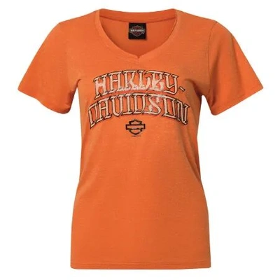Harley-Davidson Flare Womens V-Neck Tee - Orange