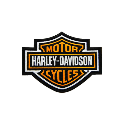 Harley-Davidson 5.6 inch Embroidered Bar &amp; Shield Logo Emblem Patch - Black/Orange/White
