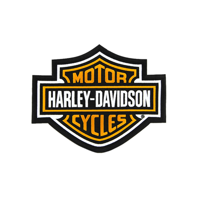 Harley-Davidson 9.25 inch Embroidered Bar &amp; Shield Logo Emblem Patch - Black/Orange/White