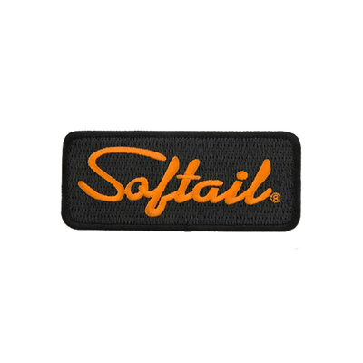 Harley-Davidson 4.125 inch Embroidered Softail Emblem Sew-On Patch - Black/Orange