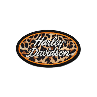 Harley-Davidson 3.5 inch Cheetah Gal Embroidered Emblem Sew-On Patch - Orange/White/Black
