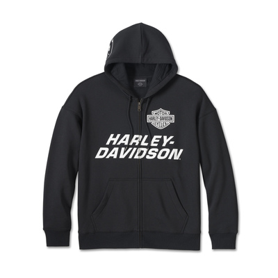 Harley-Davidson Mens Screamin Eagle Zip-Up Hoodie - Black Beauty - Black Beauty