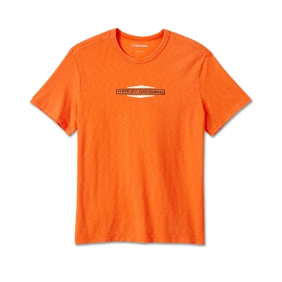 Harley-Davidson Mens Stacked Bar &amp; Shield Slub Tee - Harley Orange