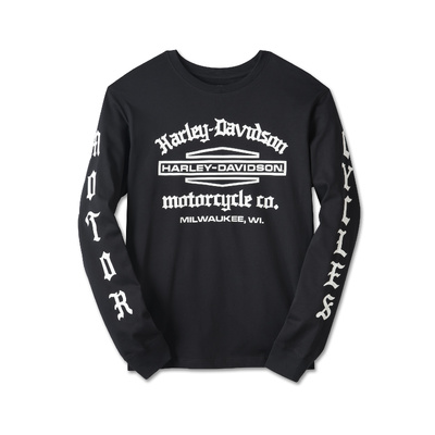 Harley-Davidson Old English Stacked Bar &amp; Shield Mens Tee - Harley Black