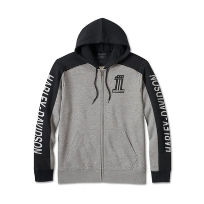 Harley-Davidson Mens #1 Victory Zip-Up Hoodie - Medium Grey Heather