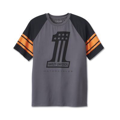 Harley-Davidson Mens #1 Performance Tee - Colorblocked - Blackened Pearl