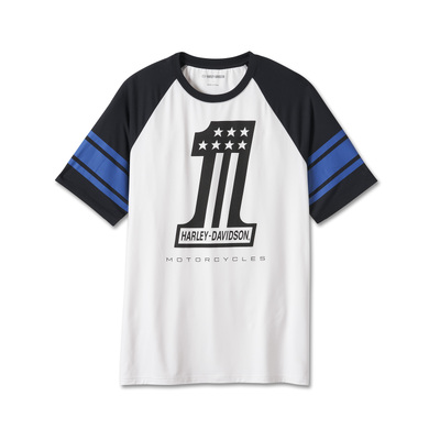 Harley-Davidson Mens #1 Performance Tee - Colorblocked/Bright White