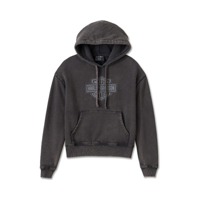Harley-Davidson Oversized Washed Bar &amp; Shield Womens Hoodie - Harley Black