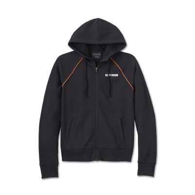 Harley-Davidson Classic Bar &amp; Shield Zip Front Womens Hoodie - Harley Black