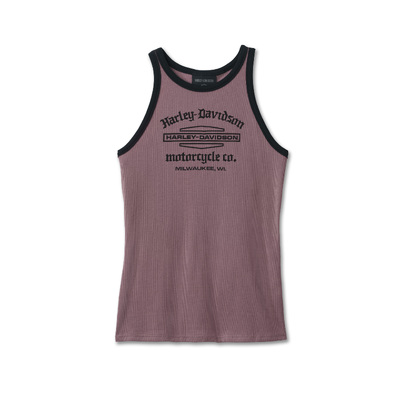 Harley-Davidson Stacked Bar &amp; Shield Racerback Womens Tank Top - Wistful Mauve