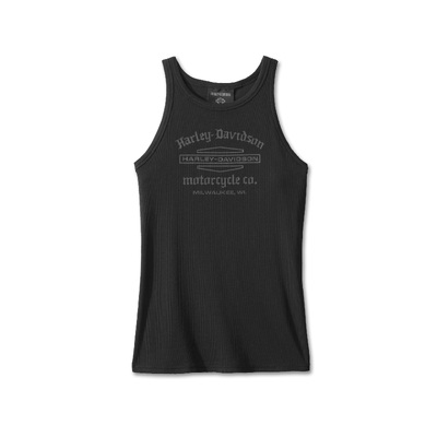 Harley-Davidson Stacked Bar &amp; Shield Racerback Womens Tank Top - Harley Black