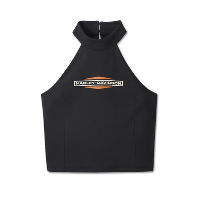 Womens Stacked Bar &amp; Shield Halter - Harley Black