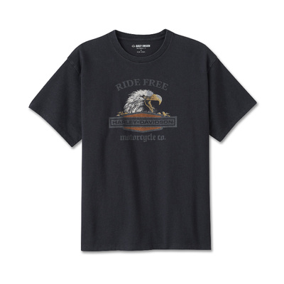 Womens Ride Free Eagle Oversized Tee - Harley Black