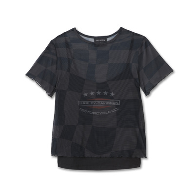 Womens Road Racer Mesh Tee - Print - Harley Black &amp; Phantom