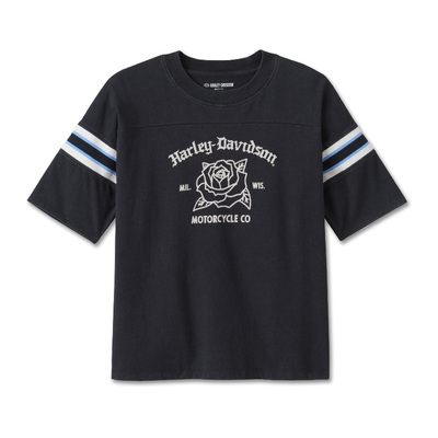 Womens Old English Rose Boxy Tee - Harley Black