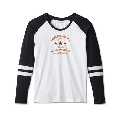 Womens First-Class Long Sleeve Raglan Top - Colorblock - Bright White &amp; Harley Black
