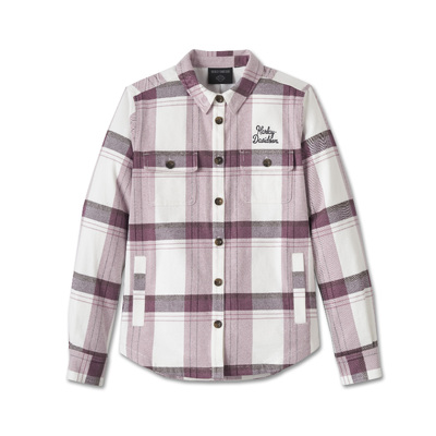 Harley-Davidson Essential Womens Shirt Jacket - Plaid Wistful Mauve &amp; Cloud Dancer