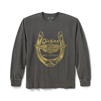 Dickies x H-D® Winged Horseshoe Long Sleeve Tee - Washed Black