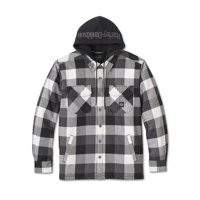 Harley-Davidson Traveler Hooded Shirt Jacket - Plaid - Harley Black &amp; Blackened Pearl