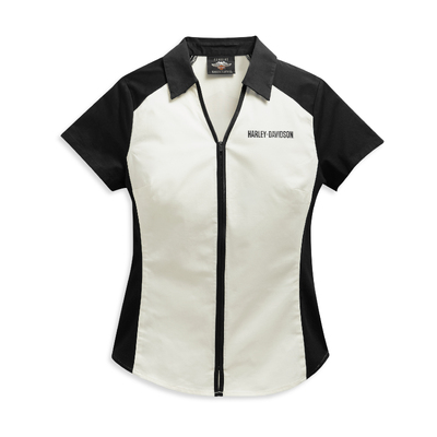 Womens Bar &amp; Shield Logo Zip-Front Shirt - Colorblock
