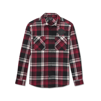 Harley-Davidson Men&#39;s Bar &amp; Shield Flannel Shirt - Plaid - Chili Pepper &amp; Harley Black