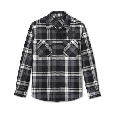 Harley-Davidson Men&#39;s Bar &amp; Shield Flannel Shirt - Plaid - Harley Black &amp; Blackened Pearl