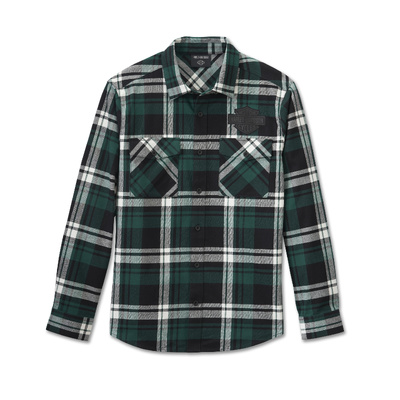 Harley-Davidson Men&#39;s Bar &amp; Shield Flannel Shirt - Plaid - Harley Black &amp; Rainforest