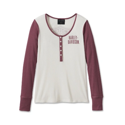 Harley-Davidson Bar &amp; Shield Timeless Womens Henley - Colorblocked - Cloud Dancer