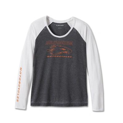 Harley-Davidson Womens Screamin Eagle Raglan Long Sleeve Burnout Tee - Colorblocked/Black Beauty