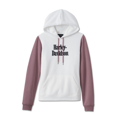 Harley-Davidson Raglan Womens Hoodie - Colorblock Cloud Dancer &amp; Wistful Mauve