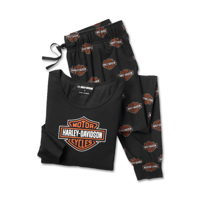 Harley-Davidson Women&#39;s Bar &amp; Shield Long Sleeve Pajama Set - Harley Black