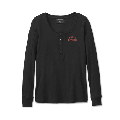 Harley-Davidson Women&#39;s Timeless Long Sleeve Henley - Harley Black
