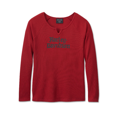 Harley-Davidson Women&#39;s Harley-Davidson Old English Thermal Top - Chili Pepper