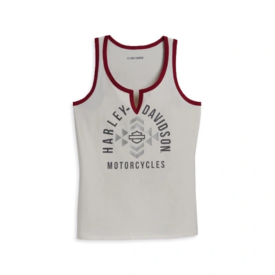 Harley-Davidson Womens Call of the Wild Notch Neck Tank Top - Off White