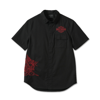 Harley-Davidson Year of The Dragon Short Sleeve Mens Shirt - Harley Black