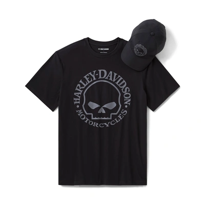 Harley-Davidson Mens Willie G Skull Hat &amp; Tee Gift Set - Harley Black