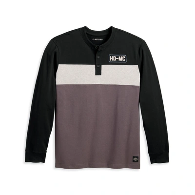 Harley-Davidson Mens HD-MC Henley - Colorblocked - Black Beauty