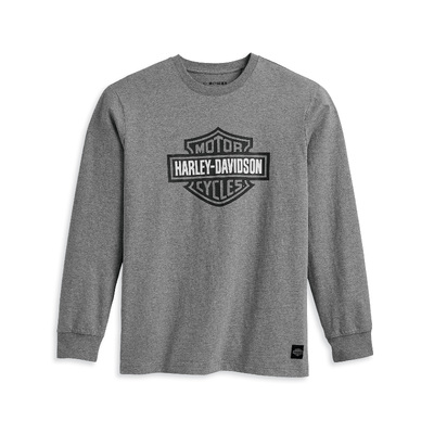 Mens Bar &amp; Shield Long Sleeve Tee - Heather Grey