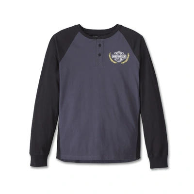 Harley-Davidson Mens Burner Long Sleeve Hooded Shirt - Colourblocked Black