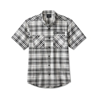 Harley-Davidson Enduro Short Sleeve Performance Mens Plaid Shirt - White Plaid