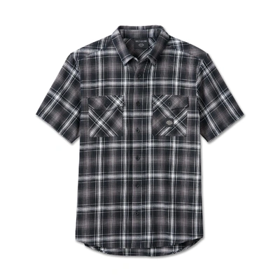 Harley-Davidson Backing It In Short Sleeve Mens Plaid Shirt - Black Plaid