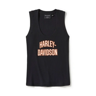 Harley-Davidson Womens Essential Arched Font Ribbed Tank - Harley Black