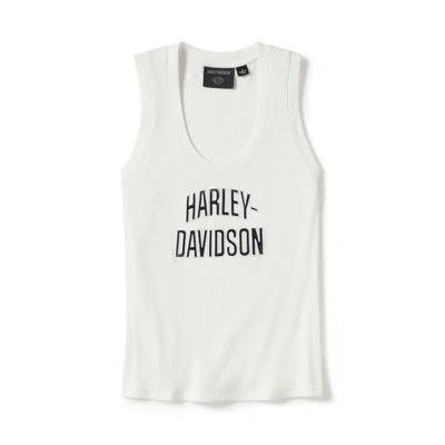 Harley-Davidson Womens Essential Arched Font Ribbed Tank - Cloud Dancer