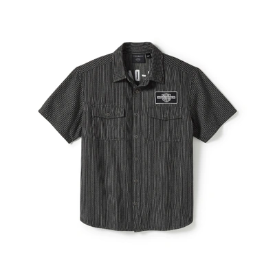 Harley-Davidson Mens V-Twin Equipped Striped Mechanics Shirt - Stripe - Harley Black &amp; Blackened Pearl